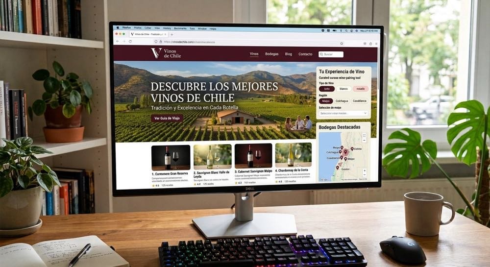 Tienda online de vinos premium Vinos de Chile en pantalla de escritorio